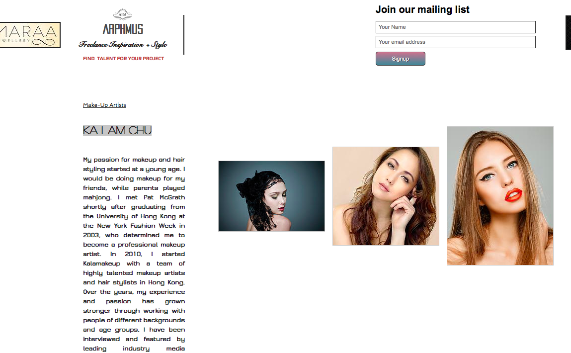 Freelance makeup website